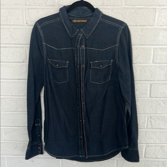Harley-Davidson Tops - Harley-Davidson Women's Dark Blue Long Sleeve Snap Button Shirt w/Pockets Size L